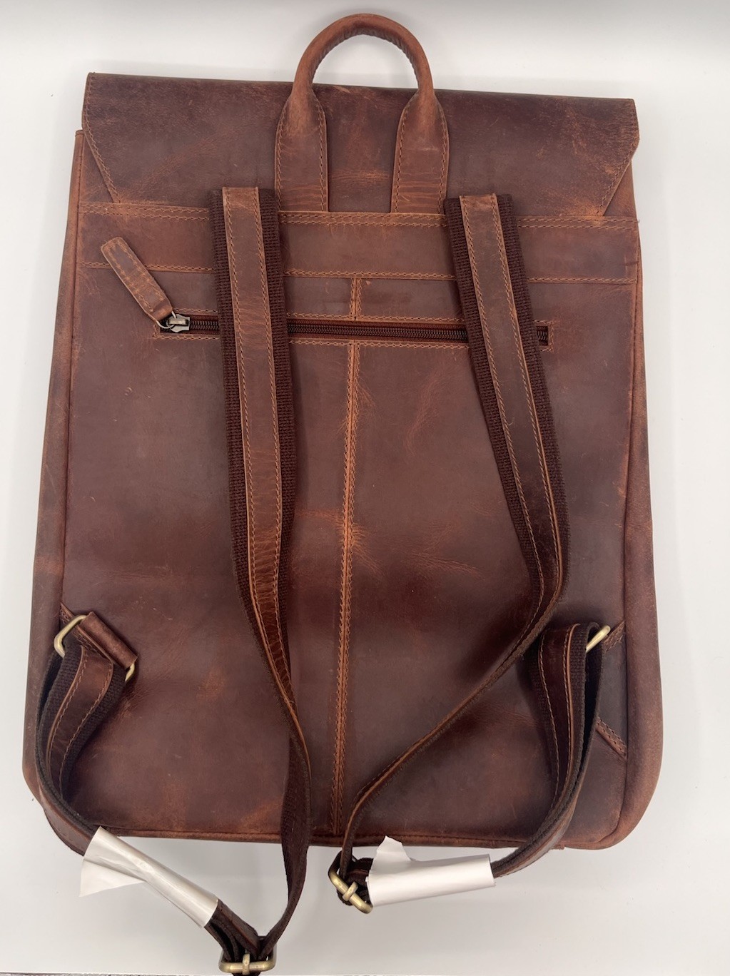NWOT Crazy Horse Leather Laptop Backpack Brown Travel School Rucksack