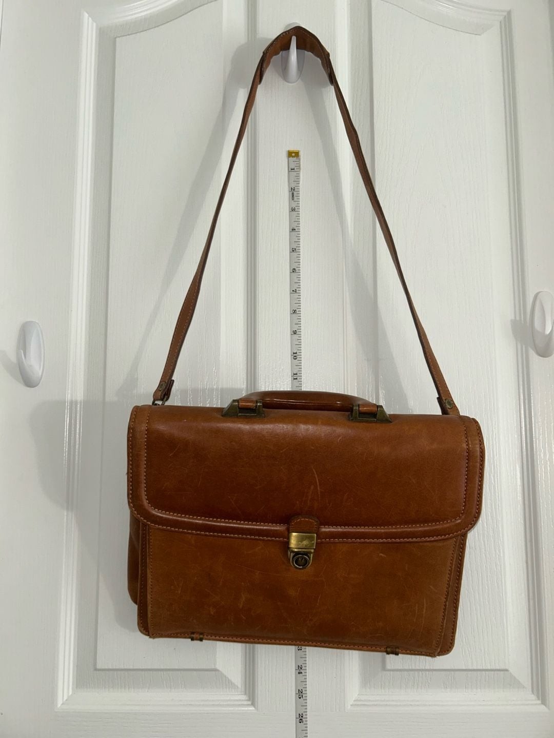 Vintage Brown Leather Satchel Briefcase Messenger Bag