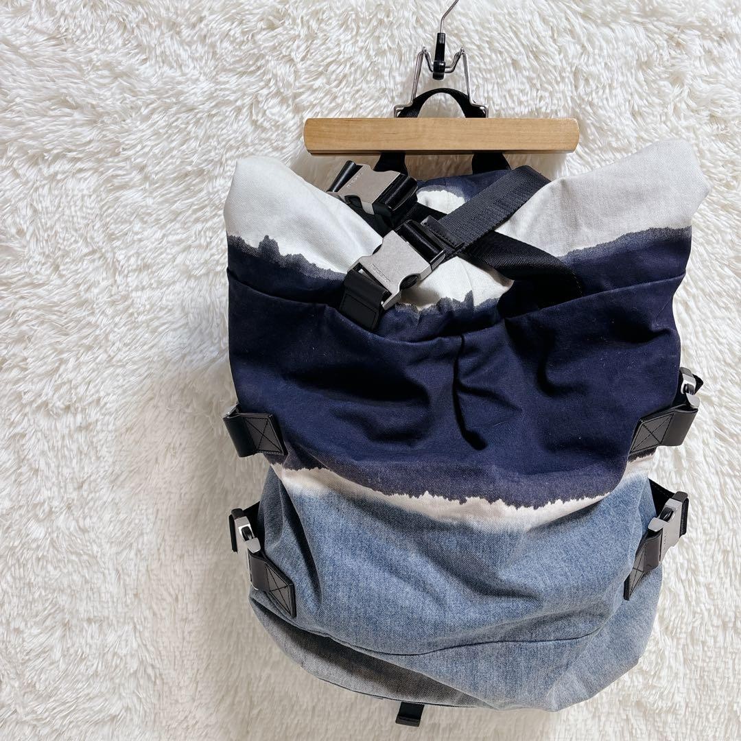 Diesel Men Navy Denim Roll Top Backpack 36x41x18cm Vintage Luxury Stylish Casual