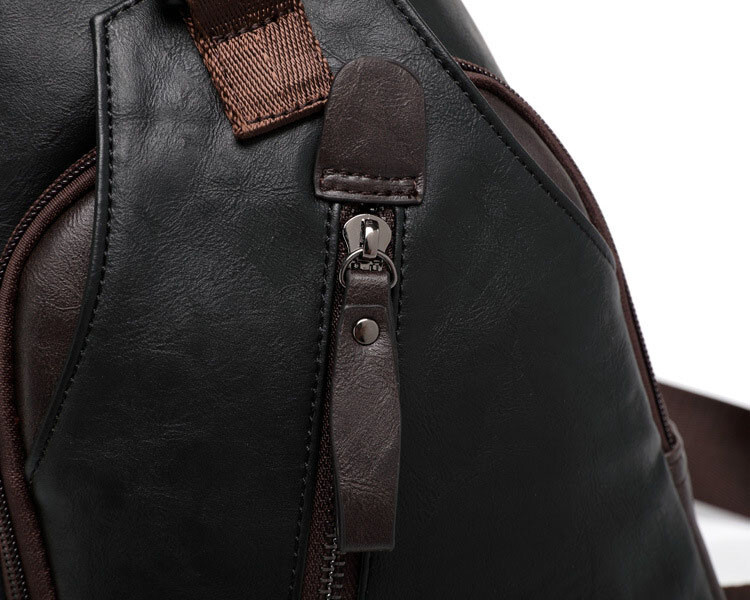 Men’s Leather Sling Pack Chest Shoulder Crossbody Bag Backpack Biker Satchel