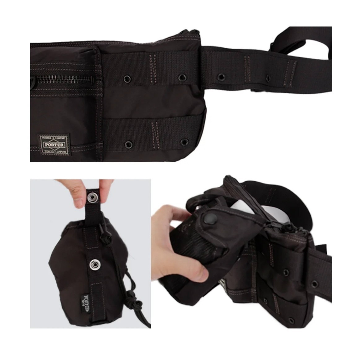 PORTER ALL Waist Bag with Pouches 502-05961 Black Crossbody Hip Bag Yoshida JP