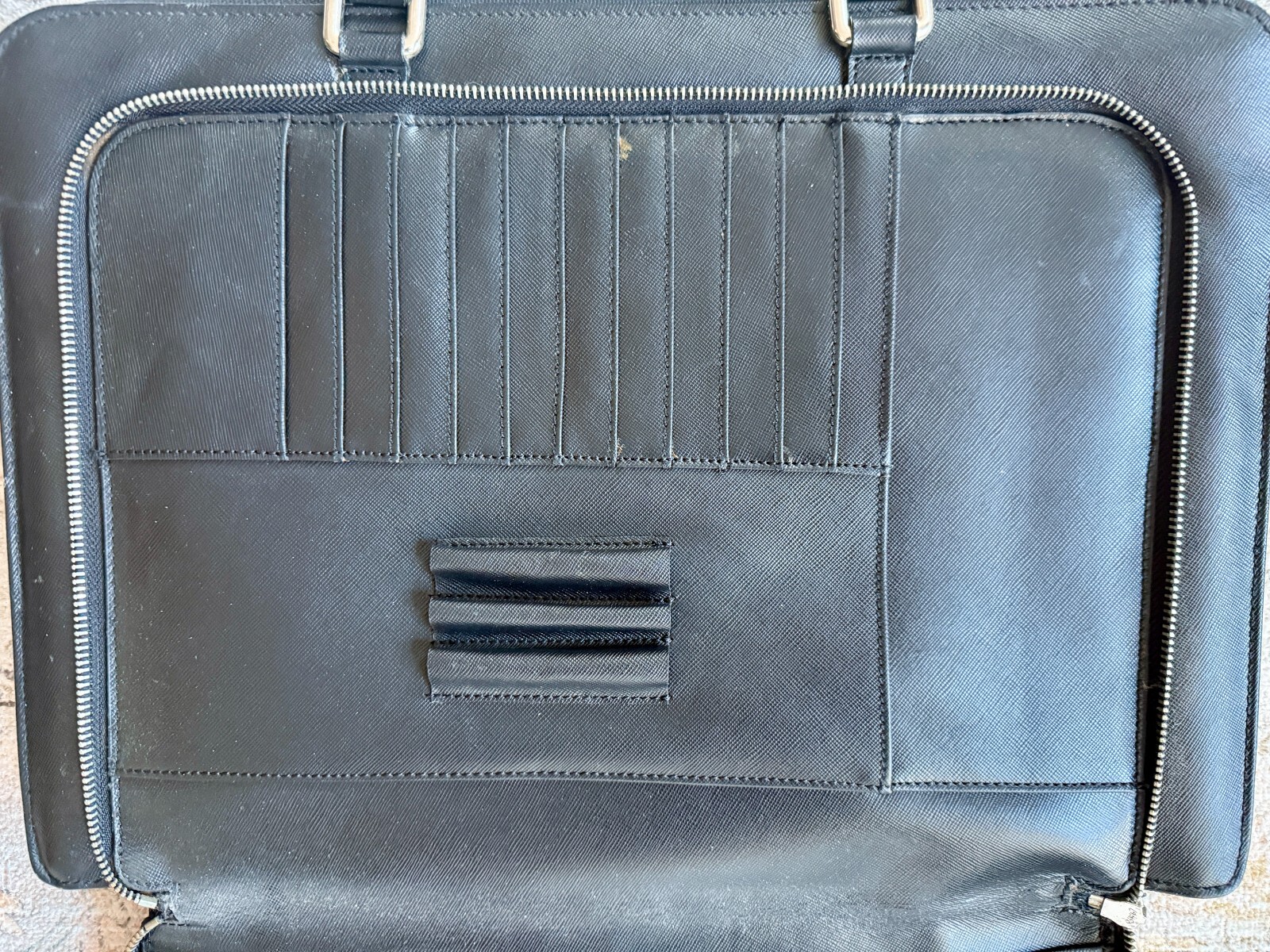 Prada Saffiano Travel VR0023 Zip Pocket Briefcase with tags – Excellent