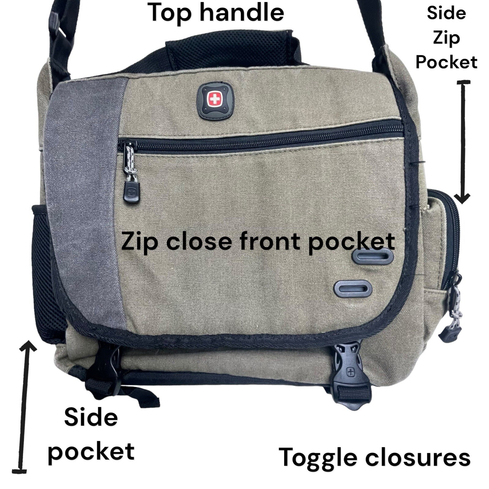 SwissGear Wenger Zinc Adjustable Messenger Bag with Padded Laptop Compartment