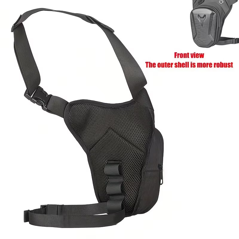 Motorcycle Drop Leg Bag Hard Shell Thigh Waist Pack Rider Storage Black