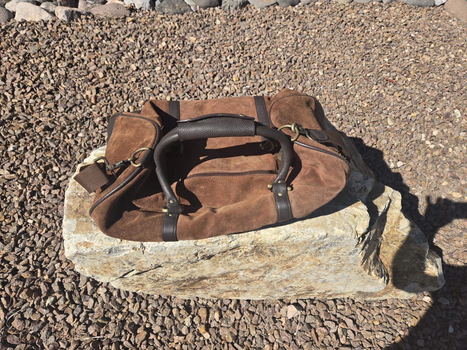 Vintage Suede Duffle Travel Bag Heavy Leather Suede 21″ Marlboro Weekender