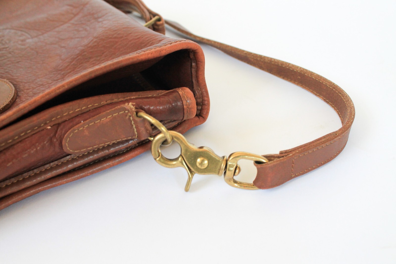 Vintage Brown Mitchell Luxury Leather Messenger Shoulder Bag Signed 1995