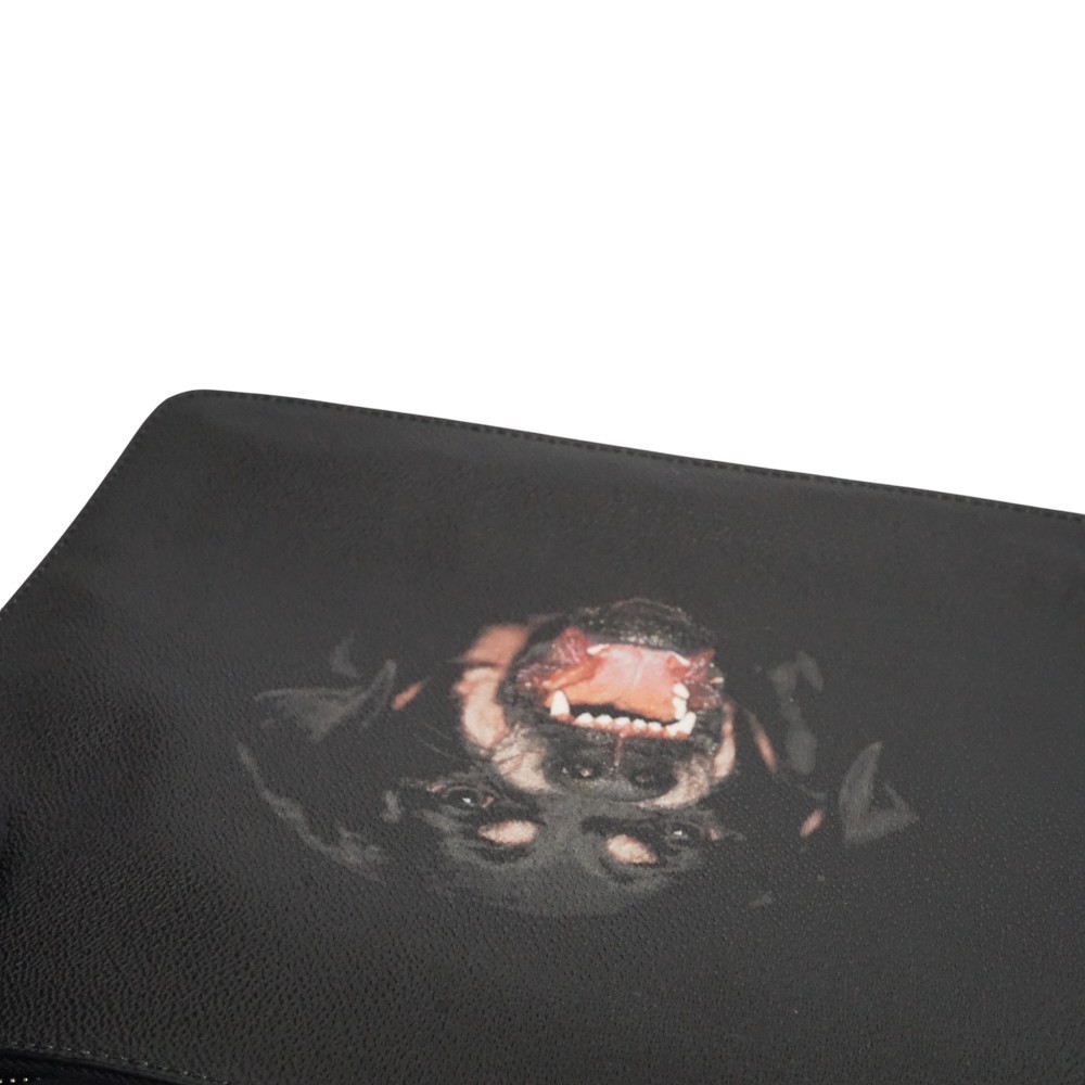 Givenchy Rottweiler Print Clutch Bag Black Dog print Leather Auth Second bag