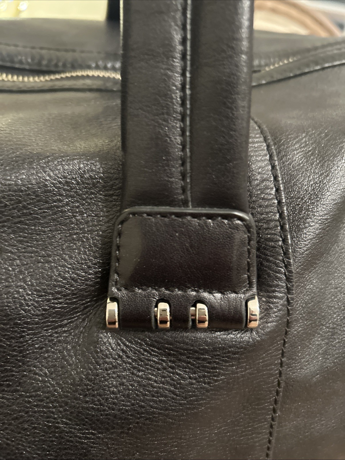 COLE HAAN MENS BLK LEATHER WEEKENDER Duffle BAG / Beautiful