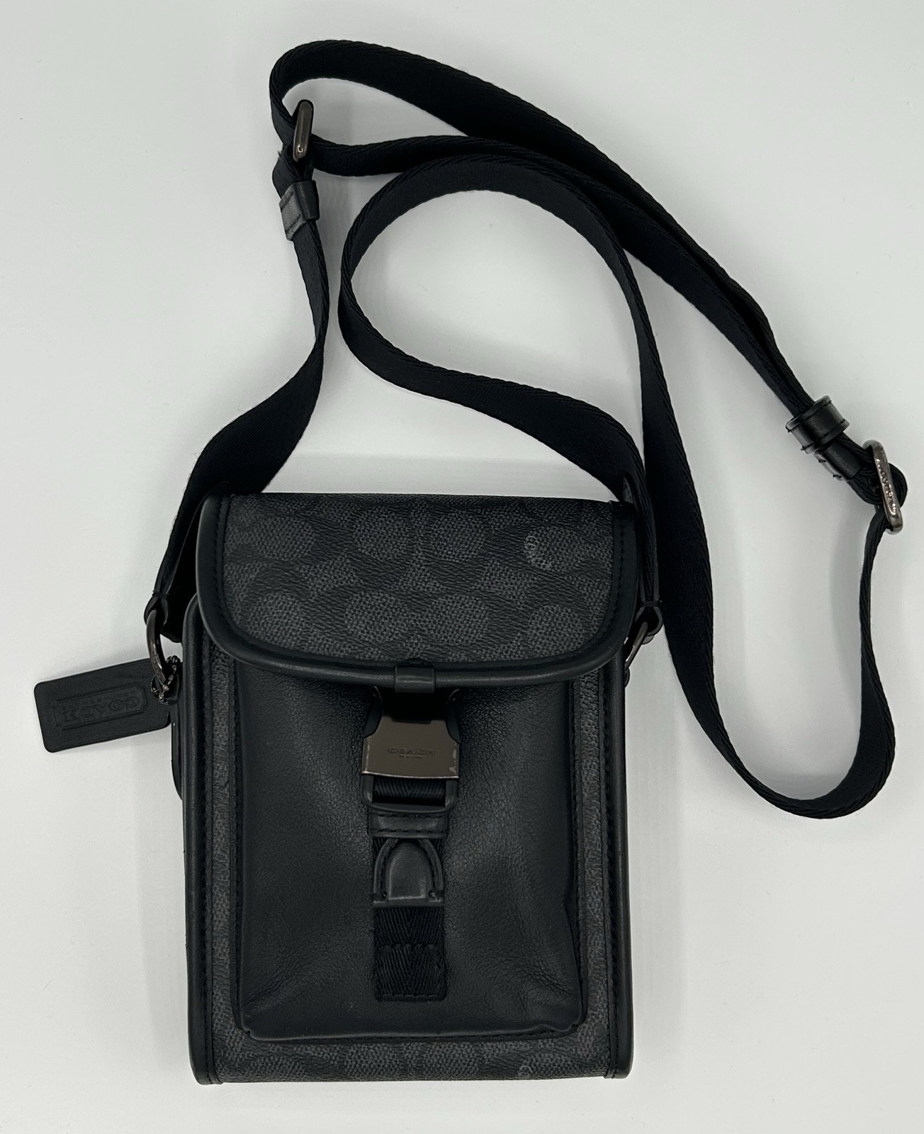 Coach League Phone Crossbody Bag Black/Gray With Signature C’s E0094
