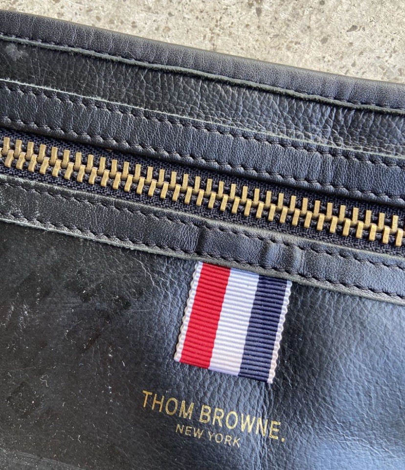 Thom Browne Pebble Grain Leather Tablet Clutch Bag