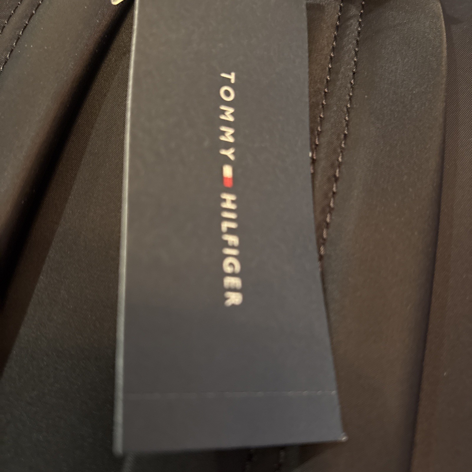 NWT Tommy Hilfiger Backpack Black With Red & White Stripe 15” X 12”