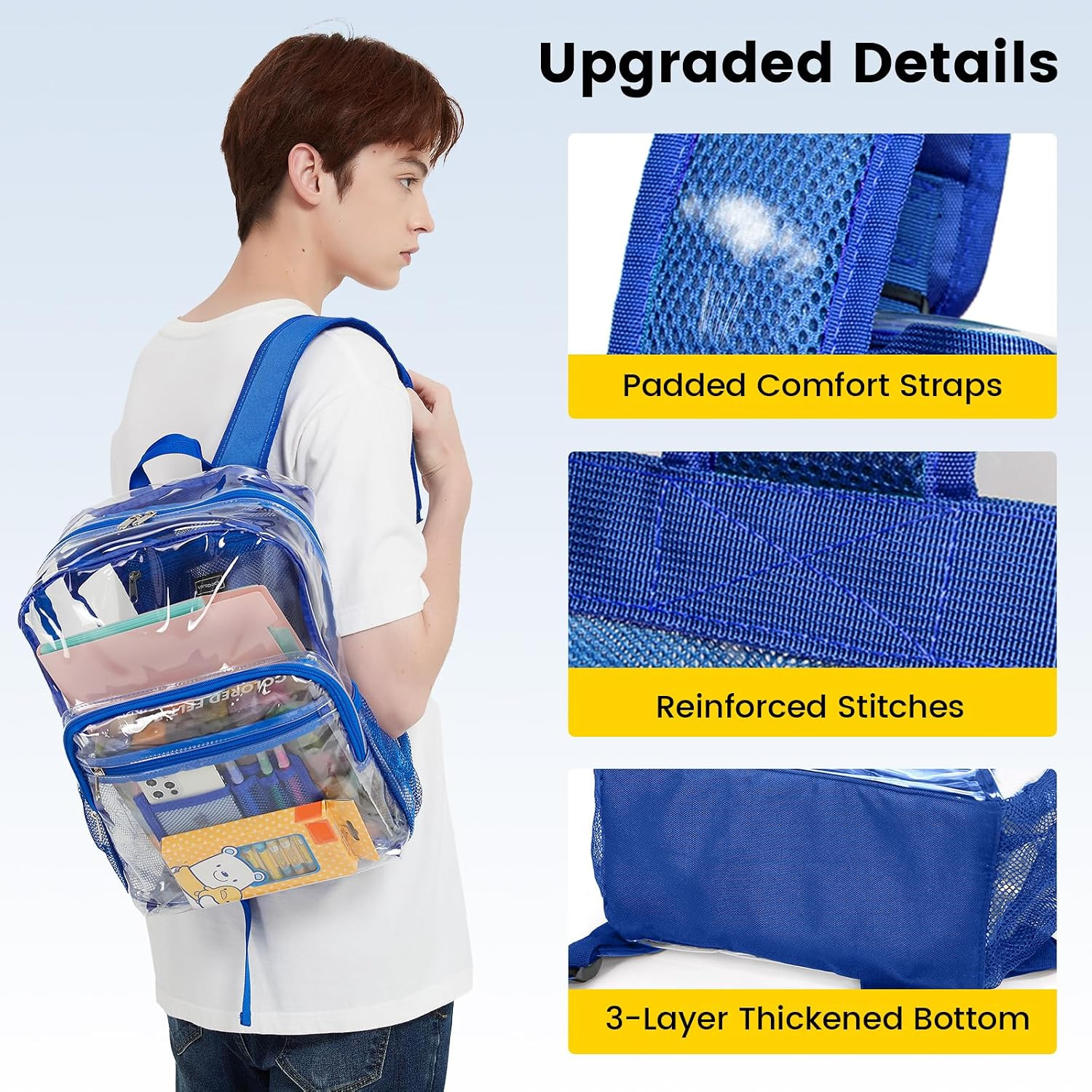 Clear Backpack Heavy Duty – Clear Bookbag Large See through Backpack Plastic Tra