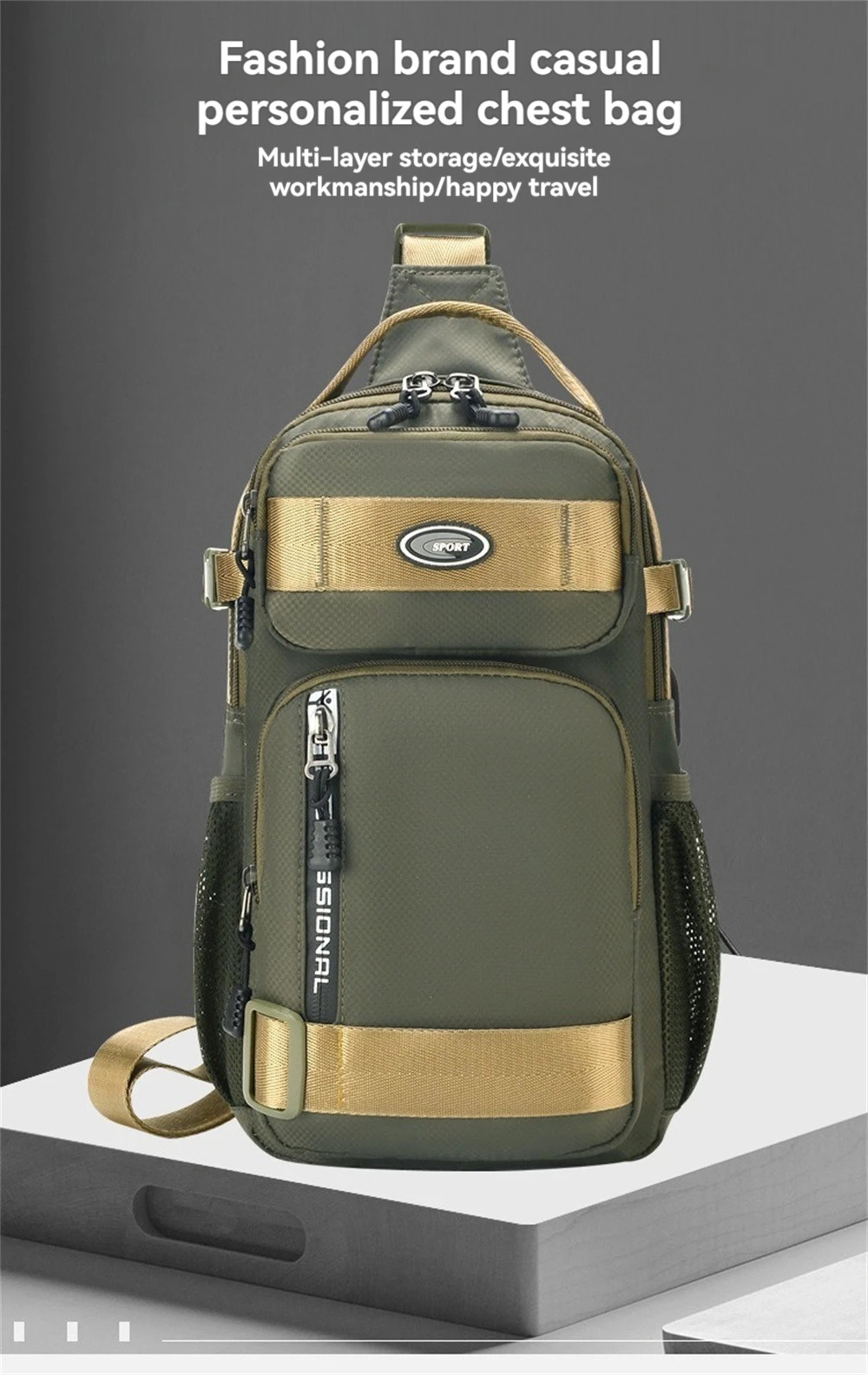 Fashion Men’s Chest Bag Casual Sports Wear-resistant Waterproof Scratch Resistan