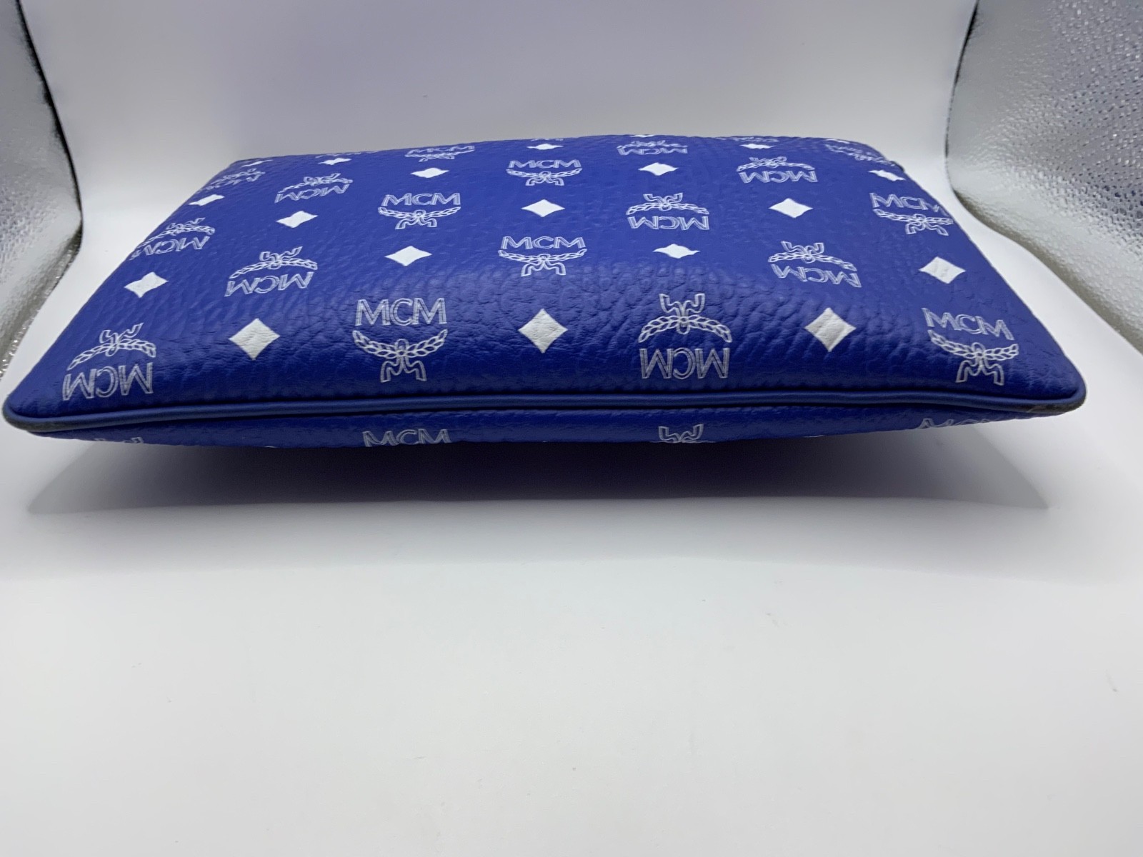 AUTH MCM Visetos Authentic Monogram Logo Clutch Bag Leather Handbag Papers & COA