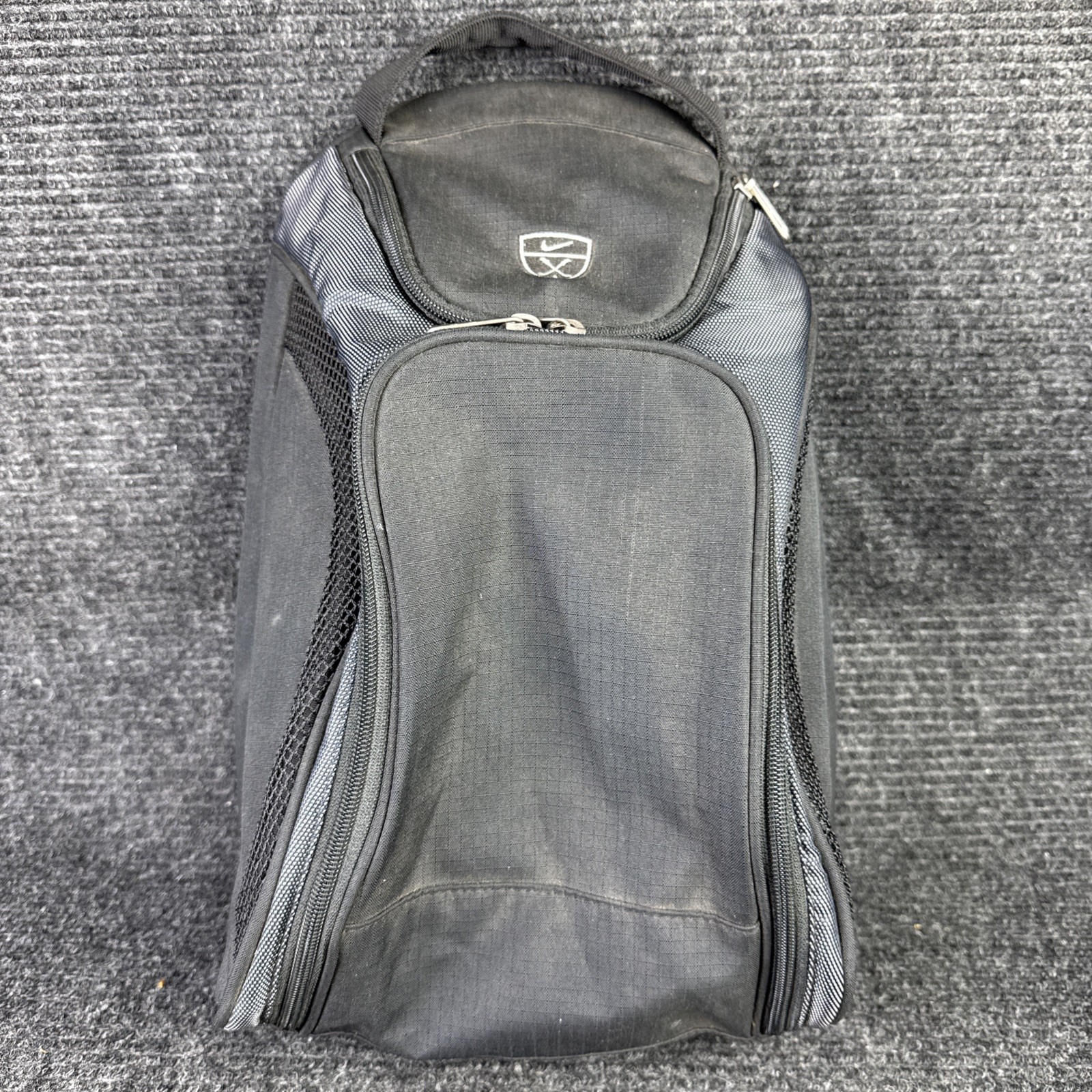 Nike Golf Equipment Mini Backpack Clothes Shoes Black Gray Bag 16” X 12”