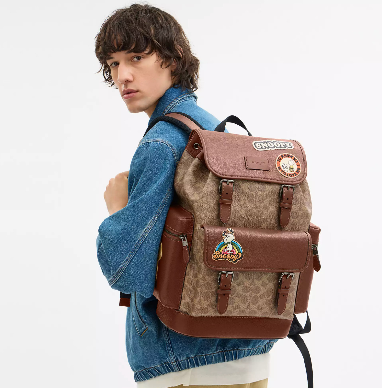 NWT Coach X Peanuts Sprint Backpack In Signature Canvas With Patches CBI44
