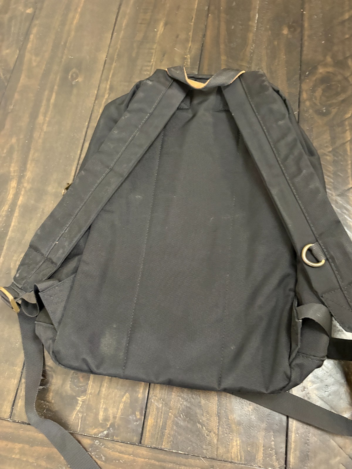 Revelry Water Resistant Black Tan Backpack Zipper needs repair see description