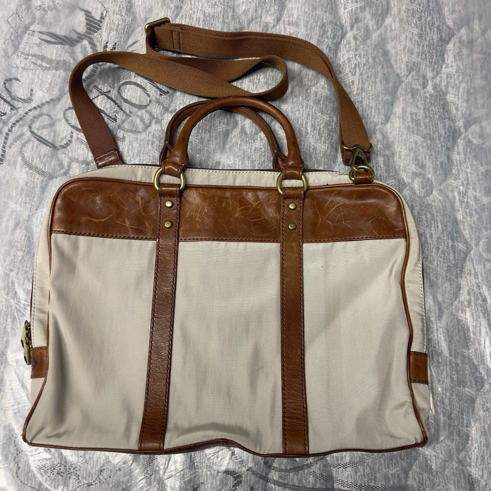 Fossil estate document Messenger Bag Shoulder Bag Leather Handles Twill Leather