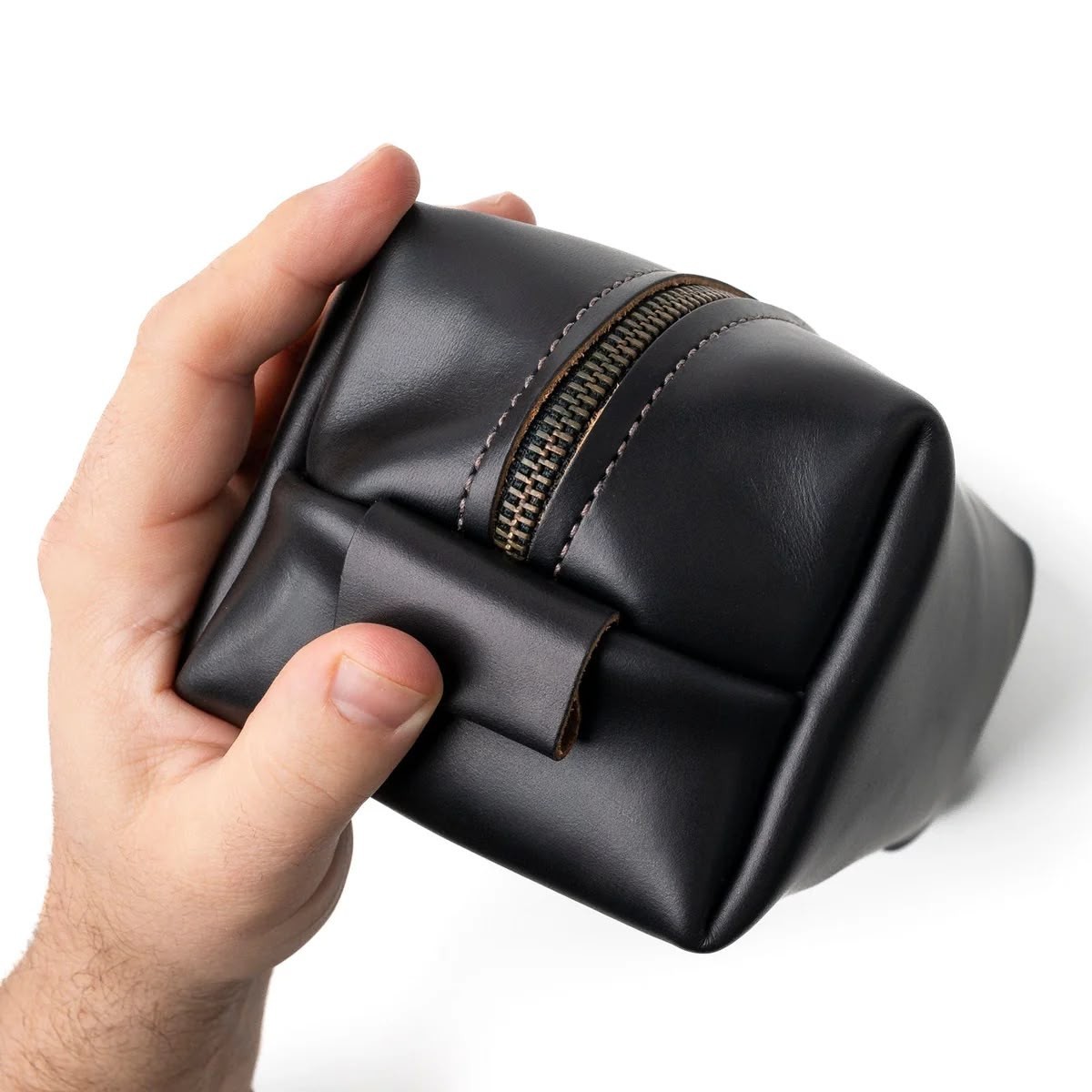 Vintage Genuine Leather Toiletry Bag Dopp Kit Travel Shaving Cosmetic Case Men