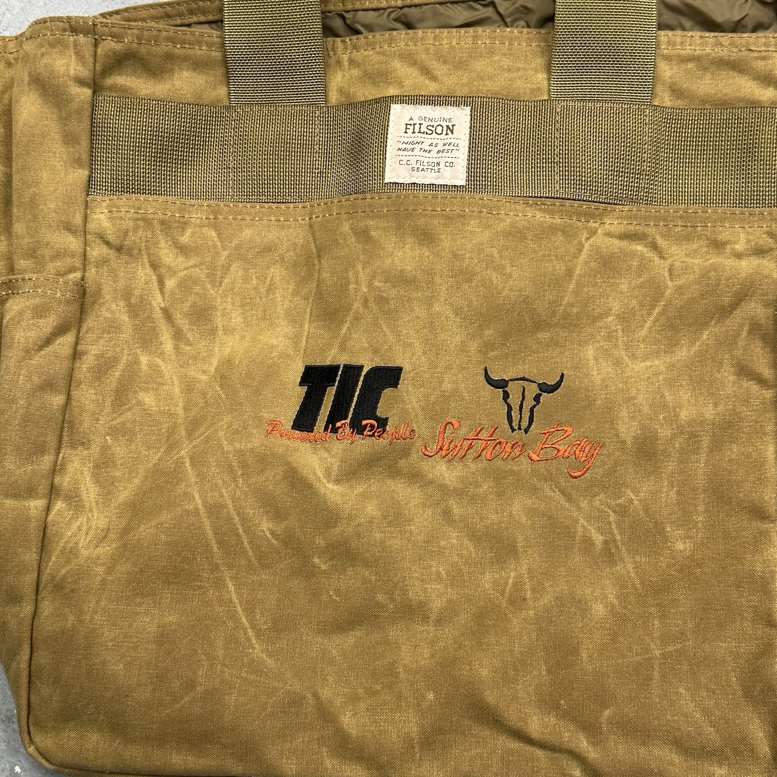 Filson Tin Cloth Tote Bag Brown Oil Cloth Cotton Sutton Bay Shoulder Handles