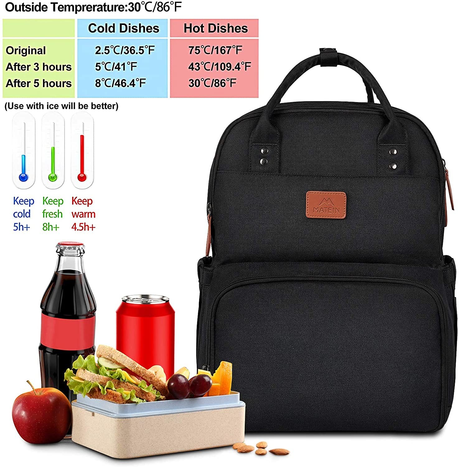 MATEIN 17 Inches Lunch Backpack, Extra Large Lunch Box with Insulated Cooler …