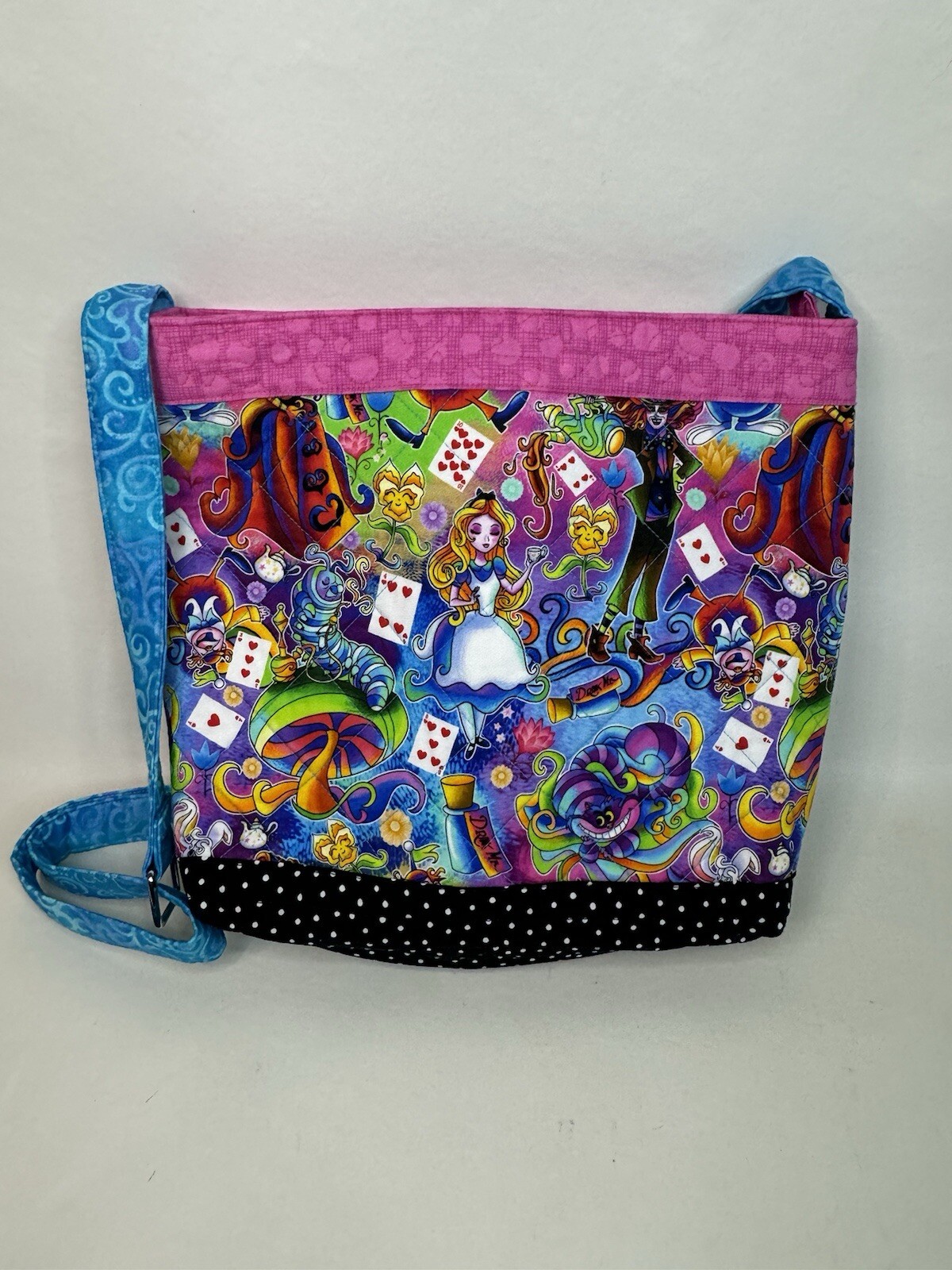 ALICE IN WONDERLAND Purse Quilted Crossbody Shoulder Bag Handmade Boutique
