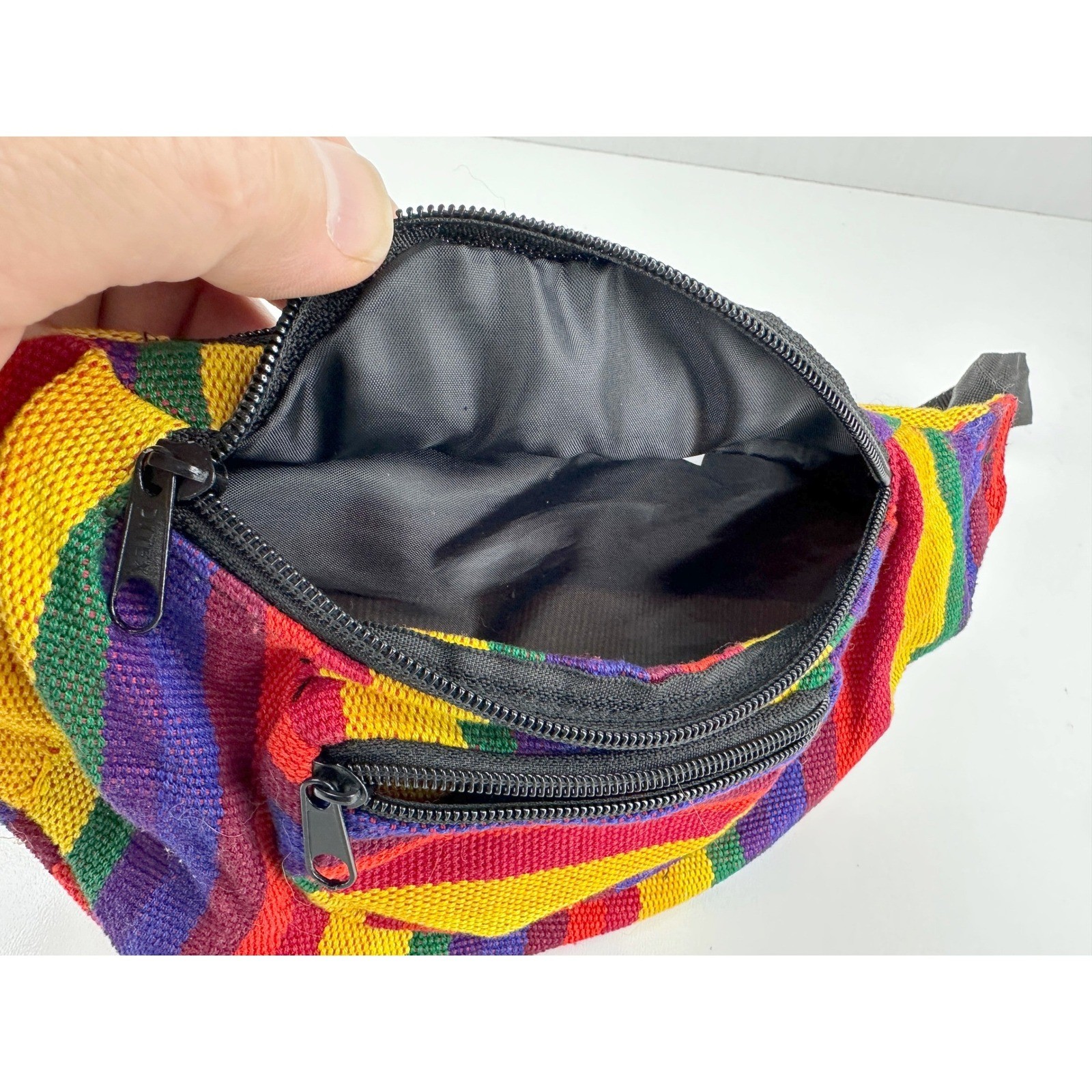 Multicolor Rainbow Striped Cotton Fanny Pack Waist Bag Boho Hippie Rasta Pack
