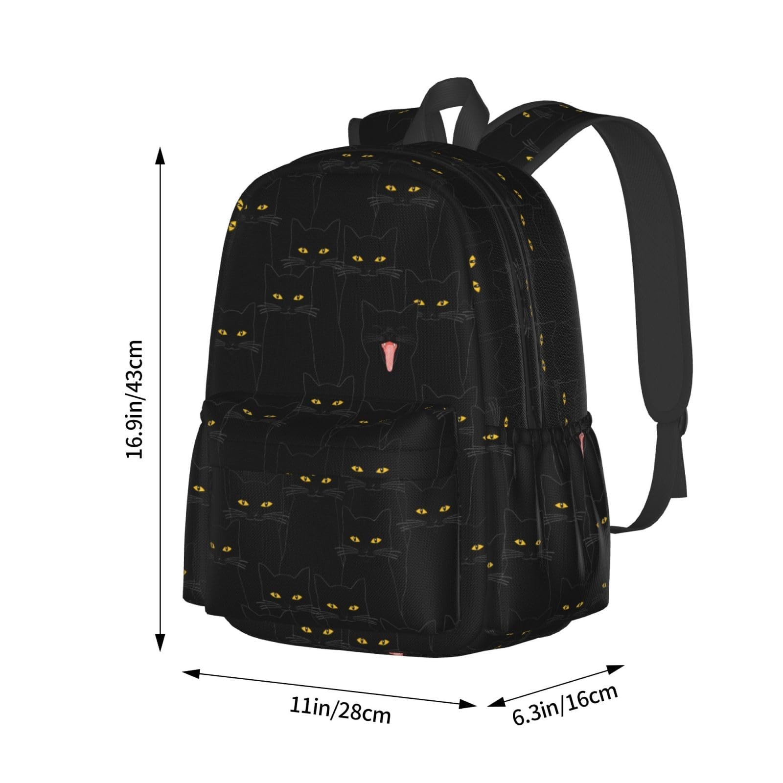 Black Cat Backpack Bookbag Laptop Backpacks Multipurpose Daypack for Boys Gir…