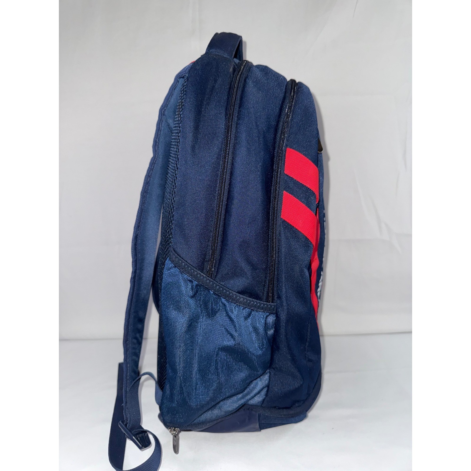 Under Armour Hustle 5.0 Backpack Navy Blue Red UA Storm Water Resistant Bag