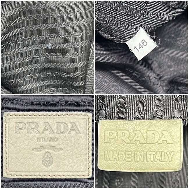 Pre-owned Prada beige leather tote bag, size 146. This Prada leather bag is