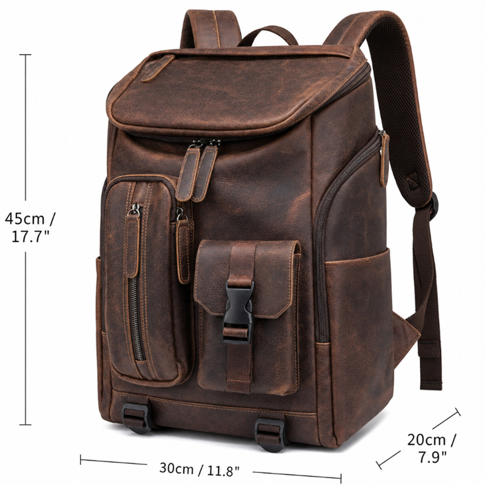US Business Mens Genuine Leather School Backpack Laptop Travel Waterproof Bag Bo