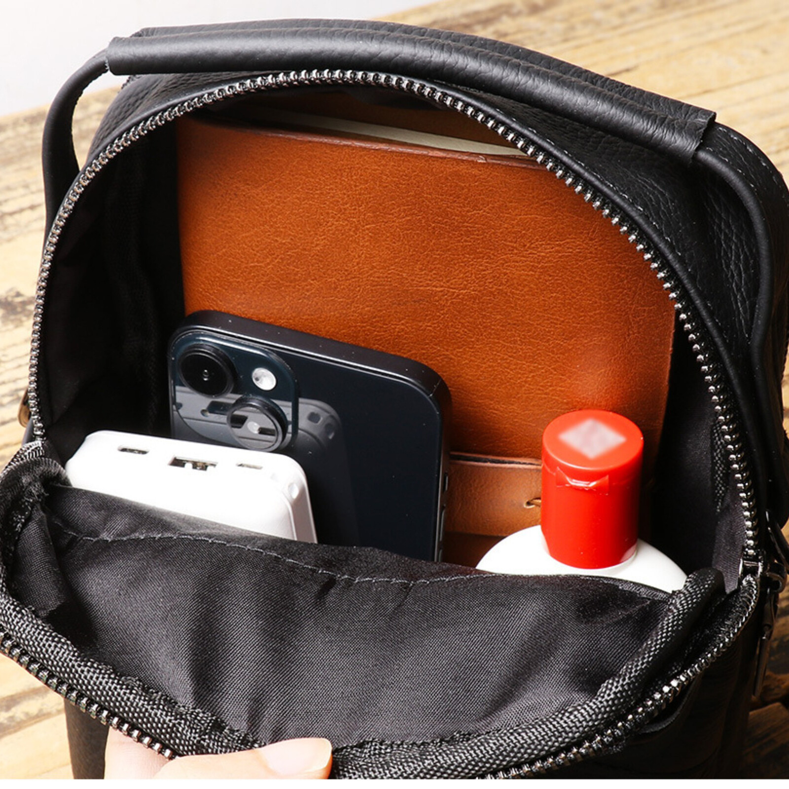 Men’s Small Leather Crossbody Bag Compact Travel Shoulder Bag Organizer
