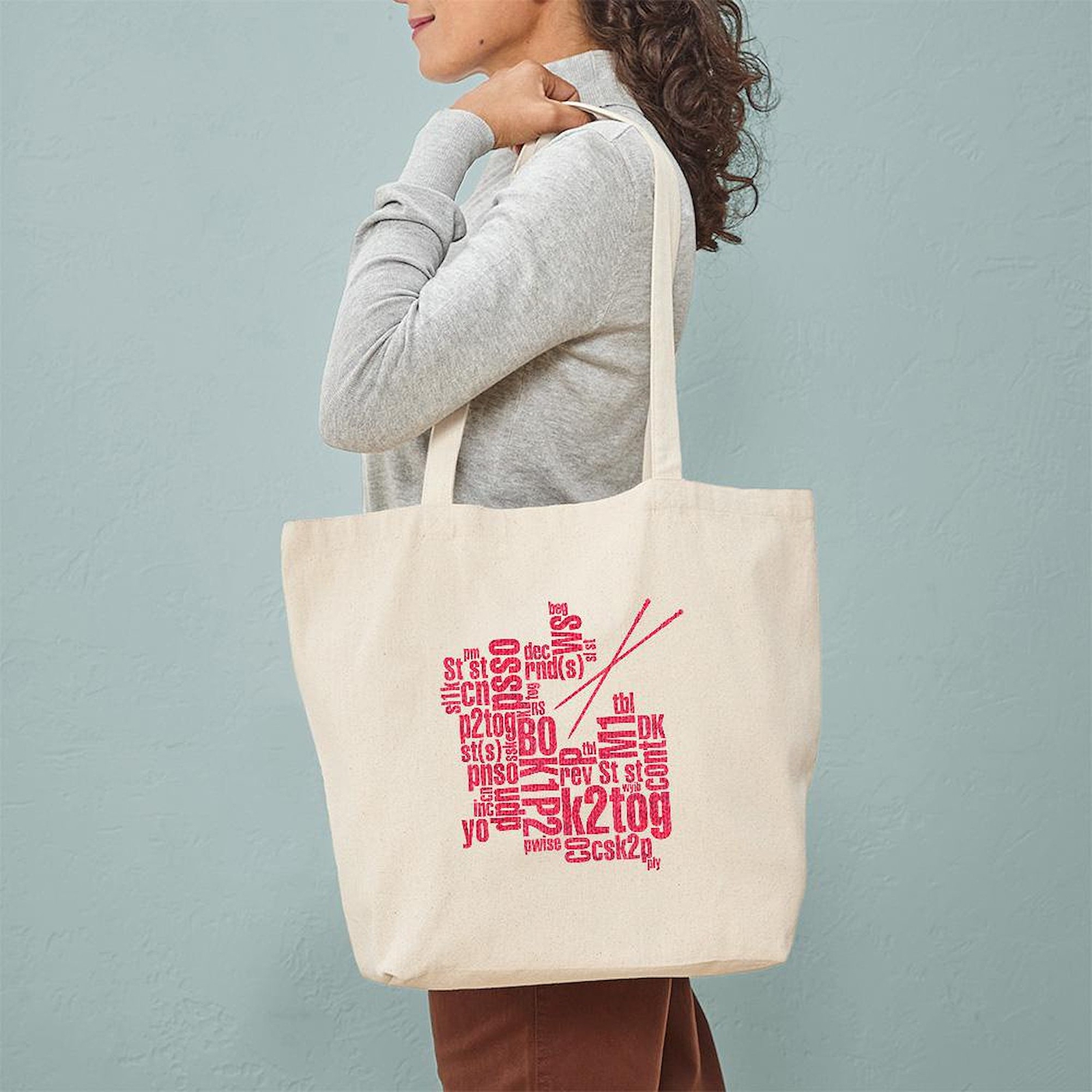 CafePress Knitting Abbreviation Cloud Tote Bag (665579956)