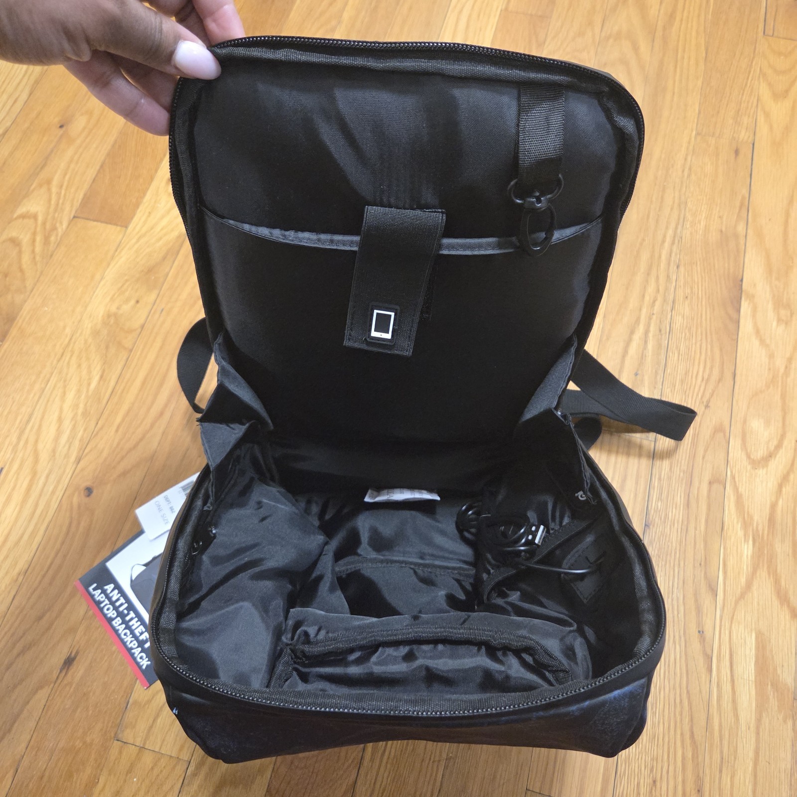Duchamp London Anti-Theft Laptop Tablet Backpack Sleek Blue Black Design USB