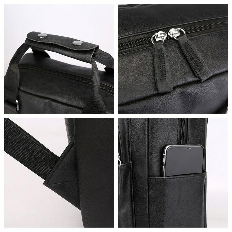 Mens Backpack Leather Laptop Bag Business Working School Bag