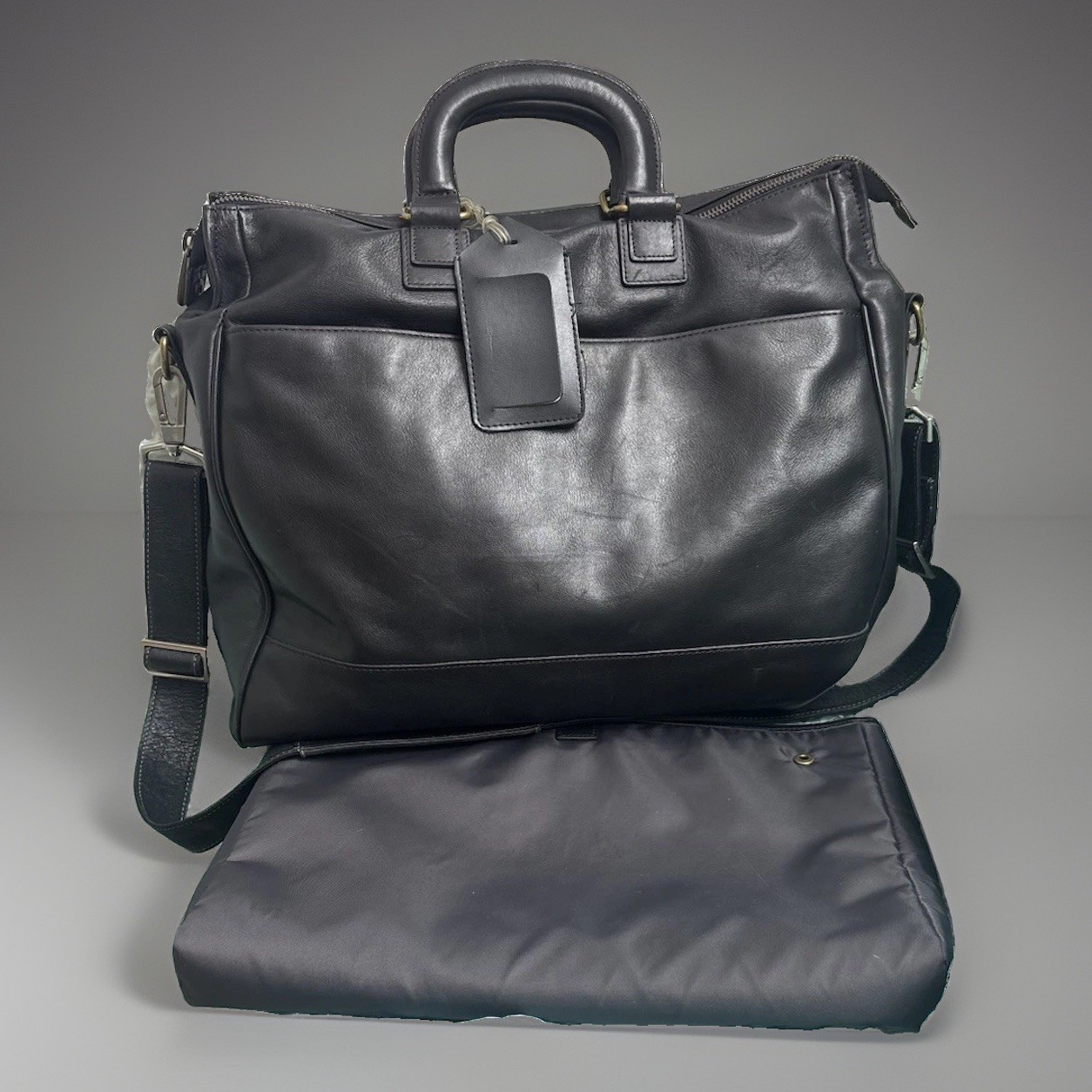 Vintage Leather BOSCA black leather Attache Briefcase travel Bag W/ Laptop Case