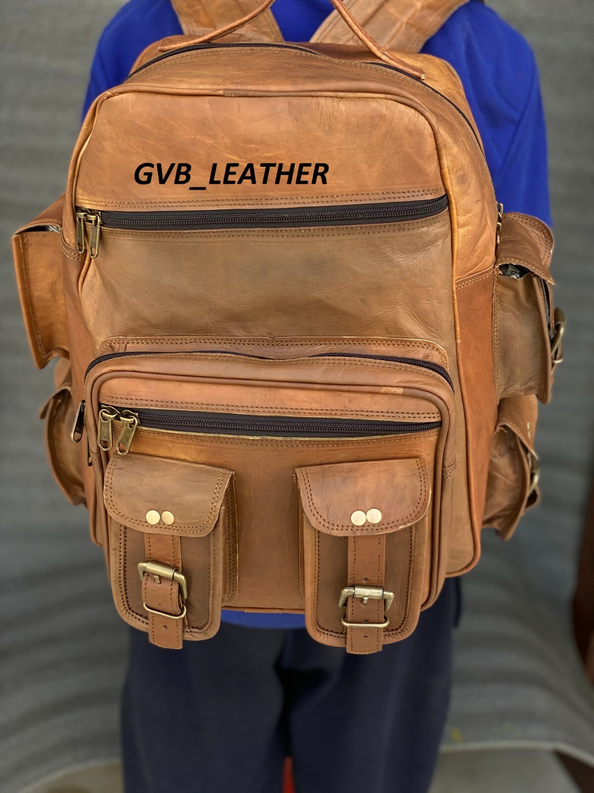 Men’s Leather Backpack Hiking 16″ Laptop Outdoor Messenger Bag Heavy Duty Cases