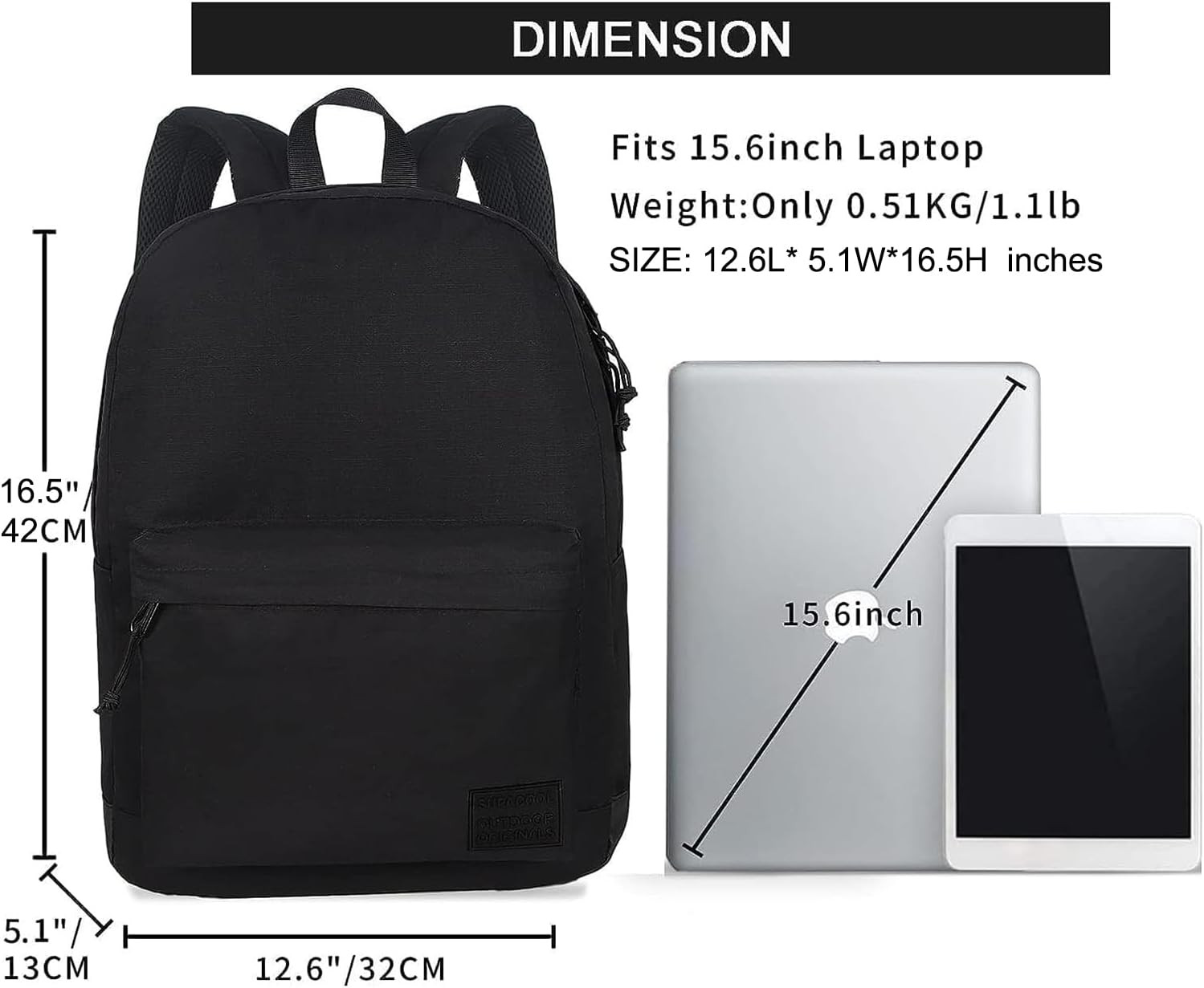 Casual Laptop Backpack for Men and Women, Work Backpack, Black Backpacks, Colleg