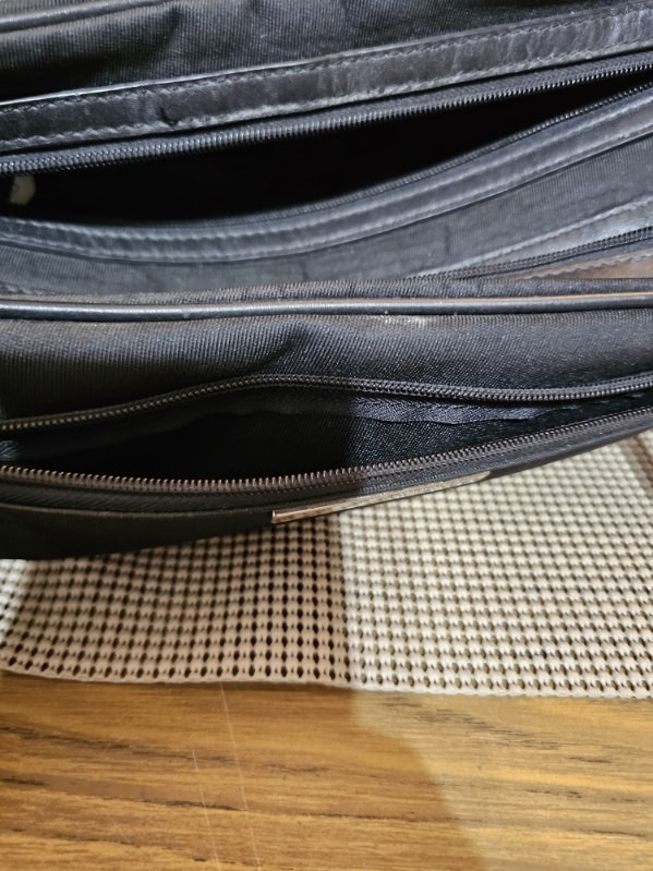 Kenneth Cole Reaction Black Canvas Faux Leather Travel Toiletry Bag. 12×6.5×4.5″