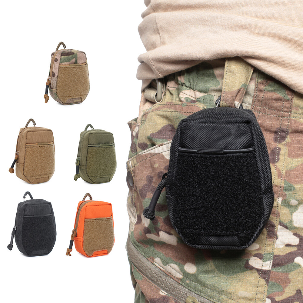 Men Tactical Molle Keychain Pouch Portable Mini EDC Pocket Coin Key Earphone Bag