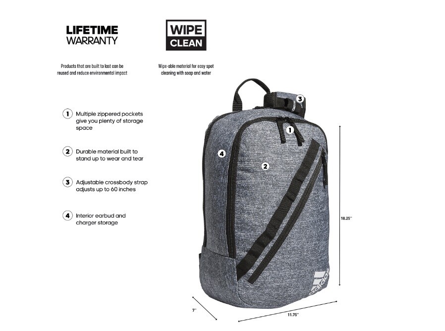 Adidas / PRIME SLING BACKPACK / Full Size Large / 5156565 / lifetime warranty