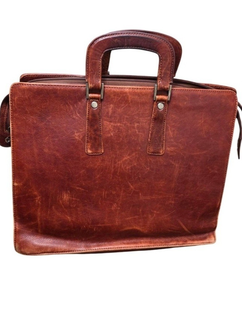 VTG Wilsons Leather Pelle Studio Brown Leather Briefcase 15″ Bag Dual Handles