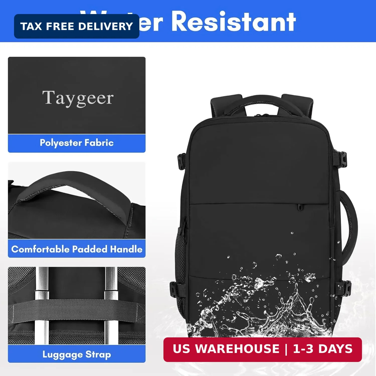 Taygeer Travel Laptop Backpack for Men Women, Airplane Approved Travel Backpack