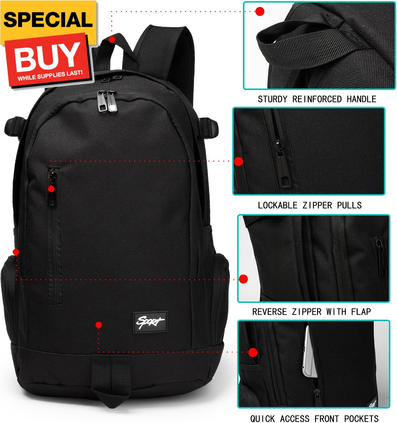 School Backpack Travel Bag for Men & Women Lightweight College Back Pack with…