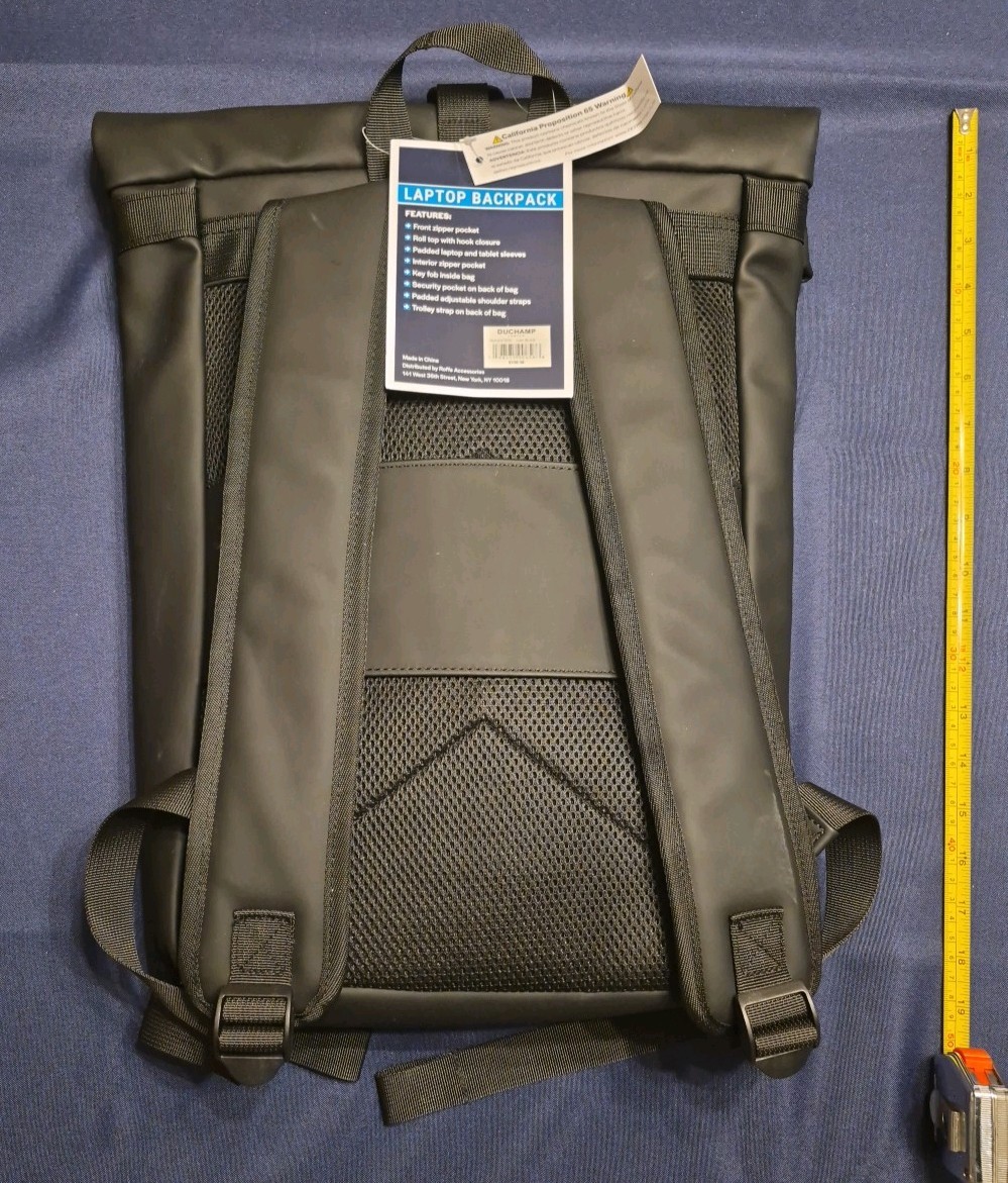 Duchamp Men’s Rubberized Slim Laptop Backpack Black NWT