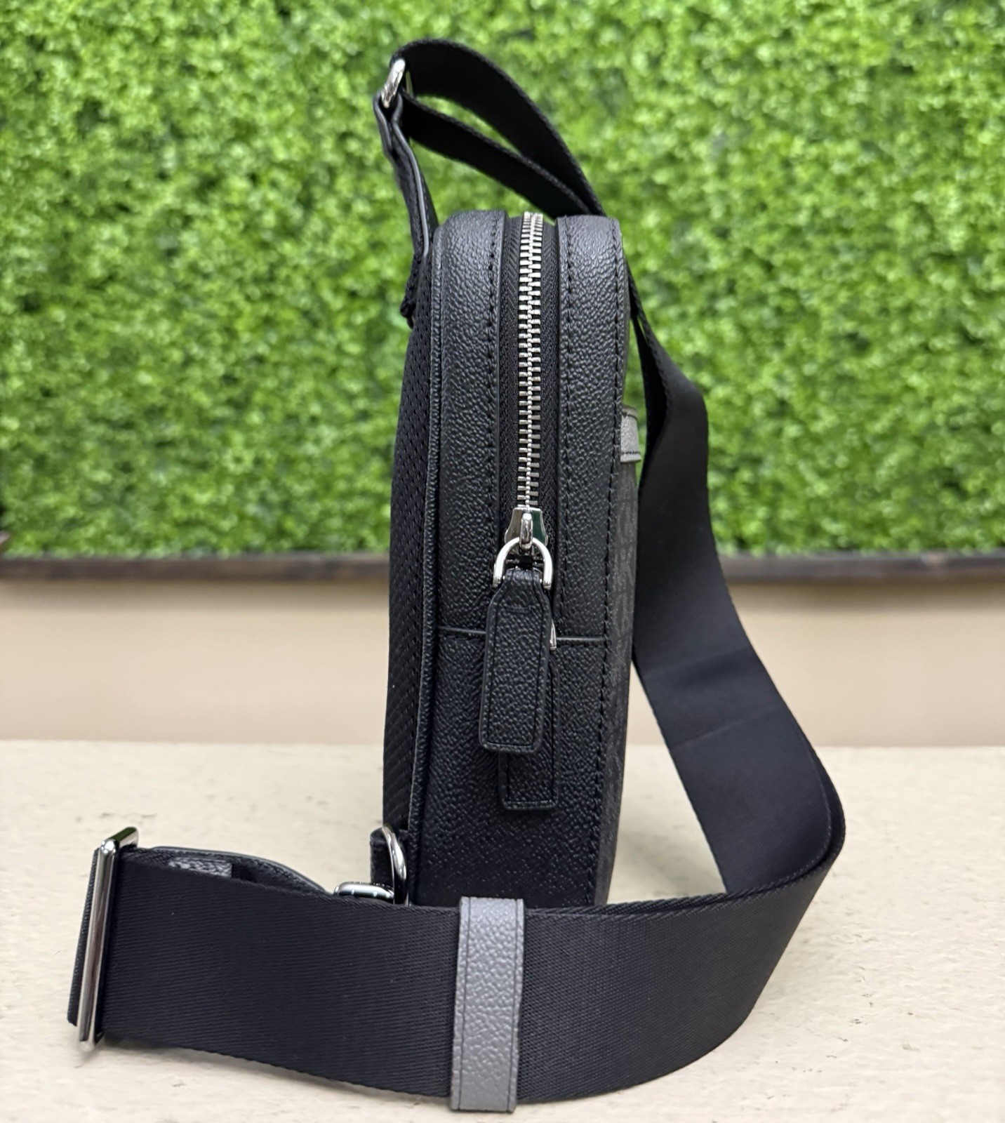 Michael Kors Cooper Medium Signature Logo Crossbody Sling Pack Gunmetal Black