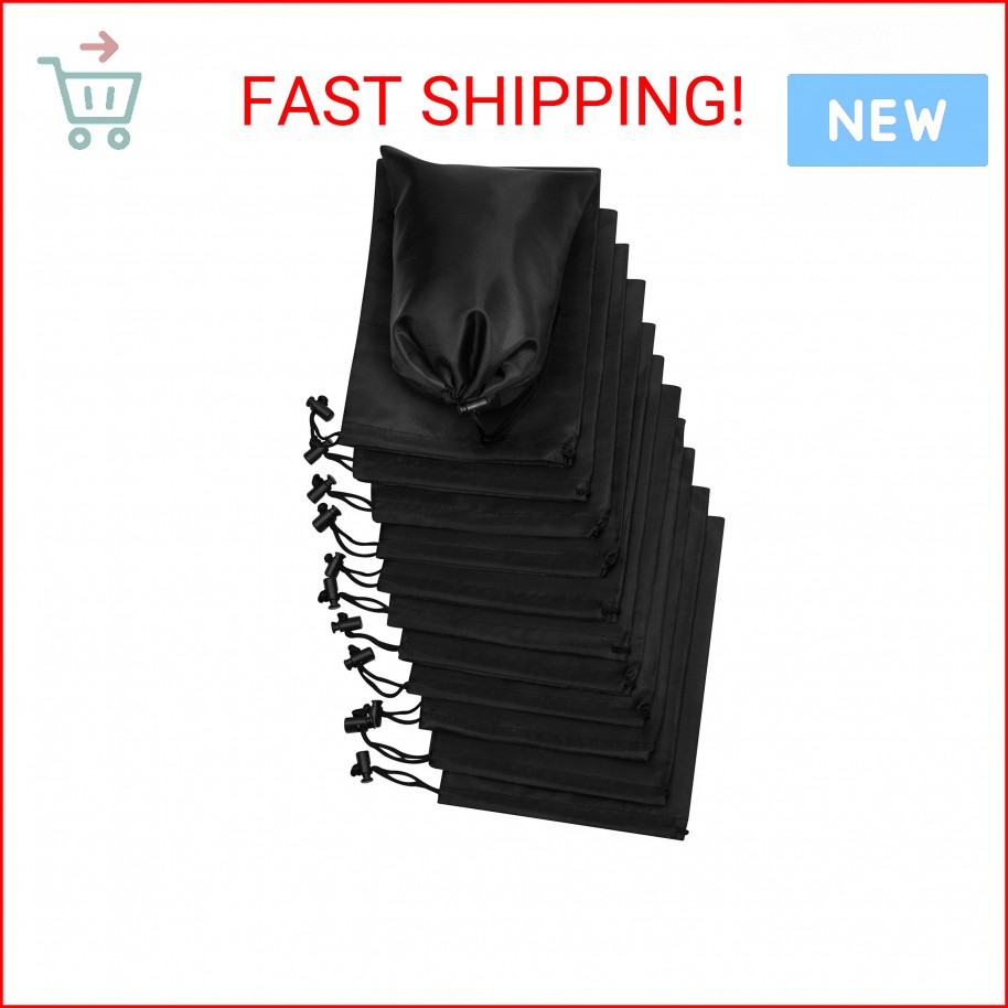 PALTERWEAR Drawstring Pouch with Toggle (6 x 8 Inch – 12 Pack – Black) Nylon Cin