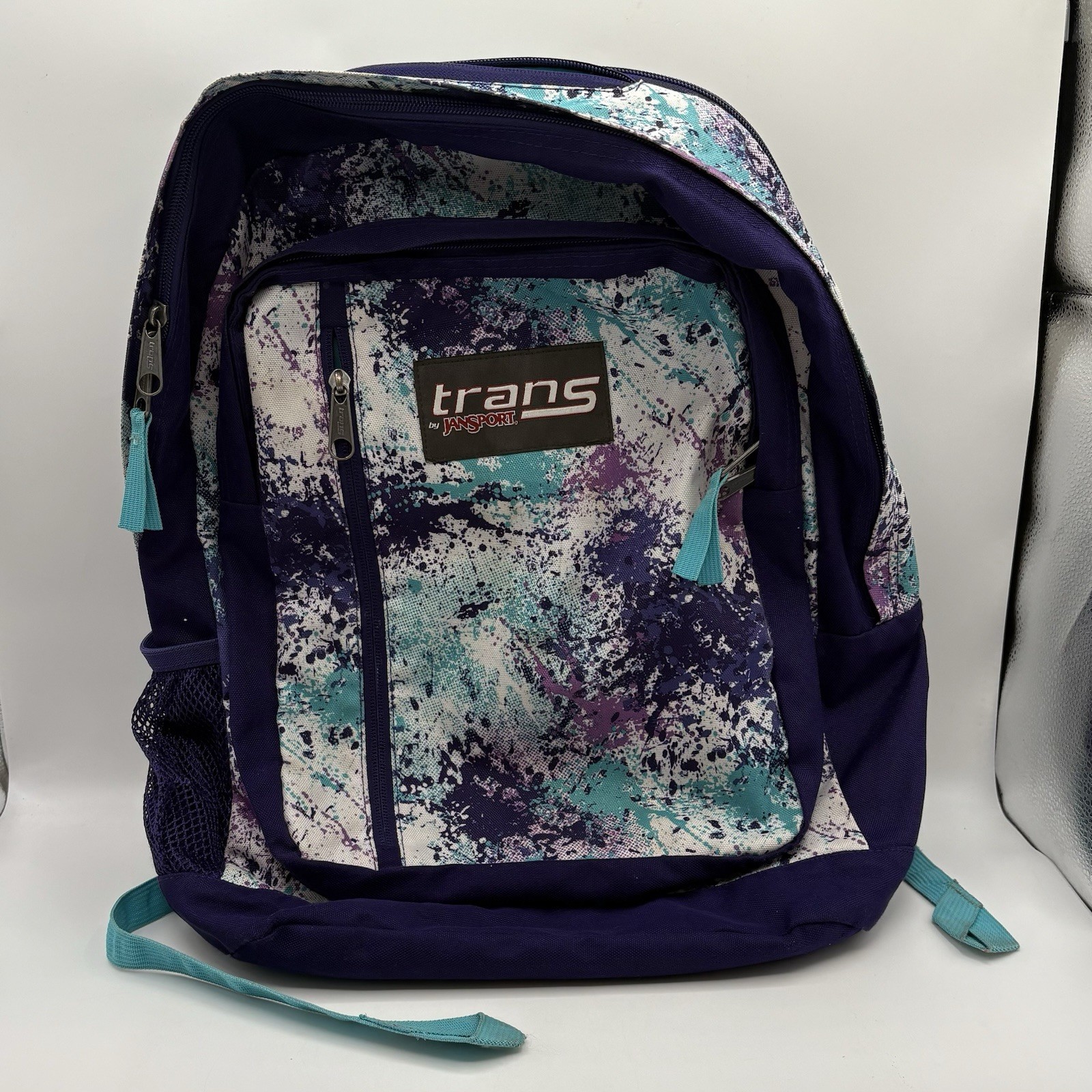 Jansport Trans Backpack Bag Paint Spatter 5 Zip Compartments Travel School