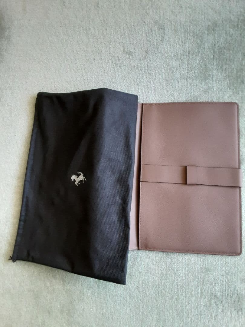 Ferrari Leather Document Holder Tablet Case Pouch Brown by Schedoni w/ Dust Bag