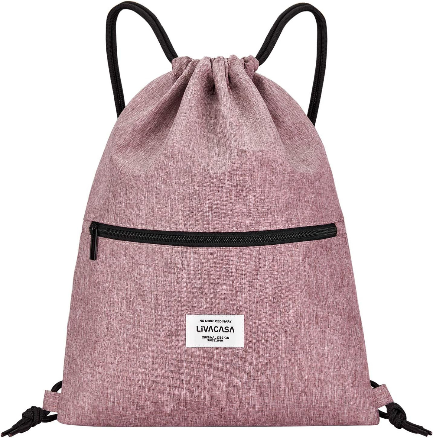 Drawstring Backpack Bag for Men Women Gym Drawstring Bag Pink